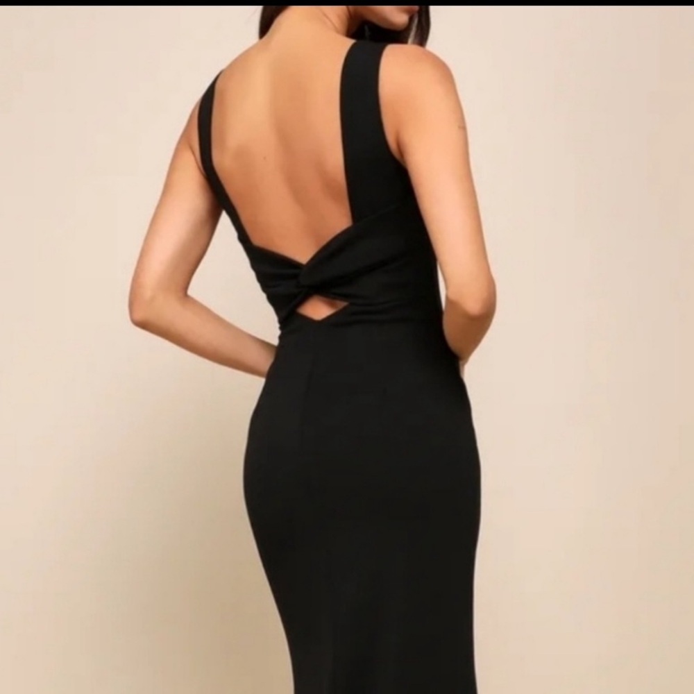 Lulus Love In Your Eyes Black Knotted Mermaid Maxi Dress